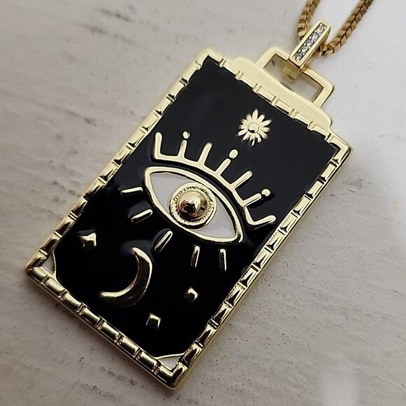 Live By The Moon Evil Eye Tarot Card Necklace - Picture 4 of 6